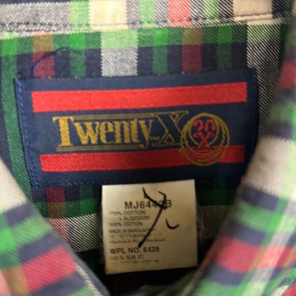 Wrangler TwentyX 20X Button Down Shirt Mens Size Large Long Sleeve Plaid - Picture 4 of 9